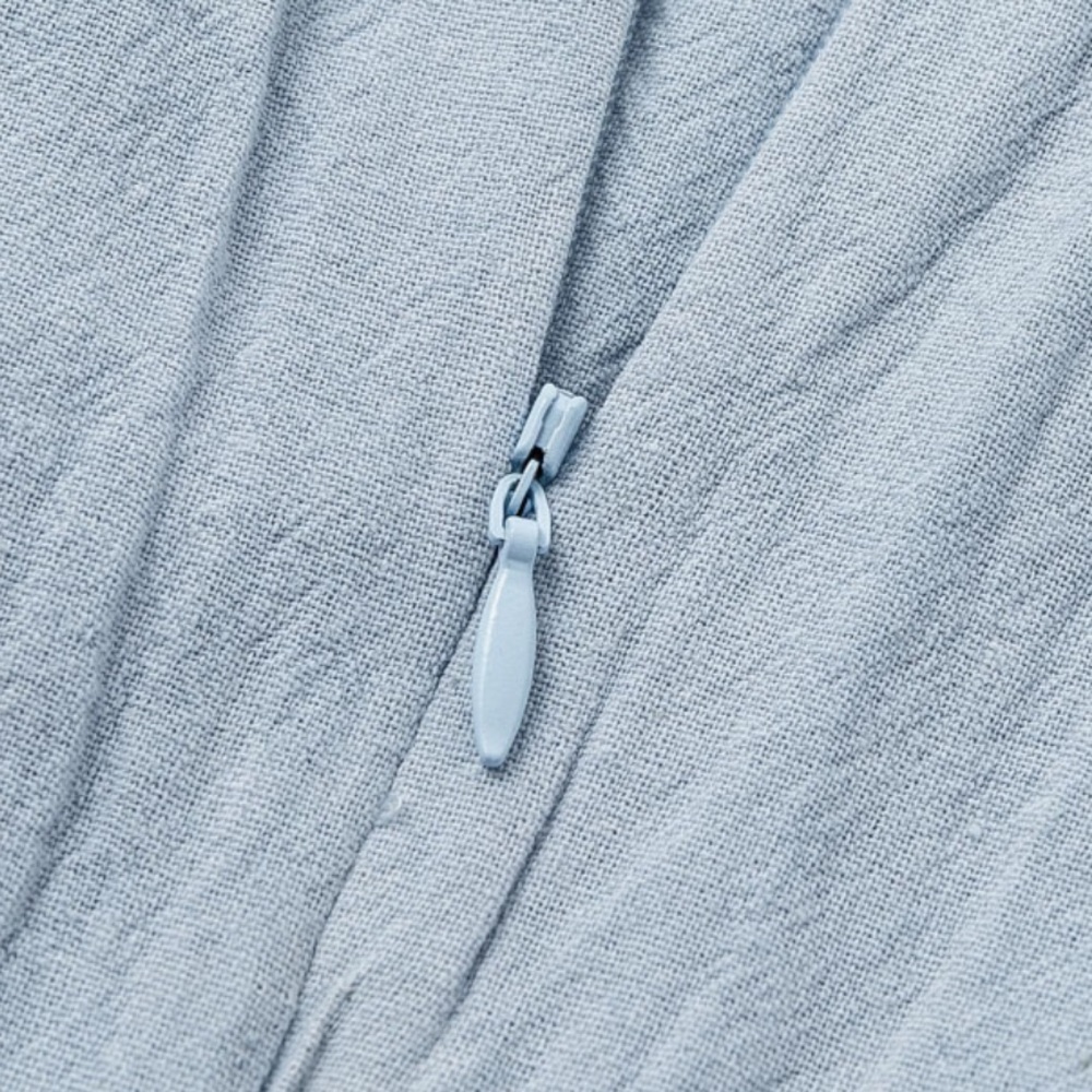 NEW✨ Baby Blue Linen Flowy Ruffles Dress Boho - Picture 6 of 8